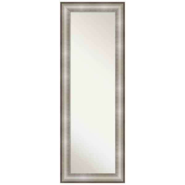 Amanti Art Imperial 18.88 in. x 52.88 in. Modern Rectangle Framed Silver On the Door Mirror