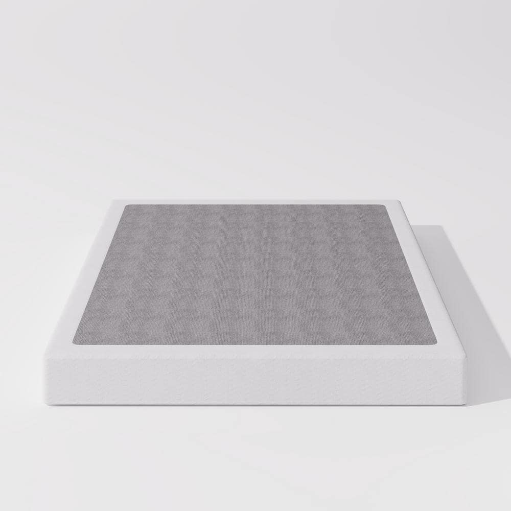 7 in. High Full Size Box Spring with White Fabric, Heavy Duty Metal Structu