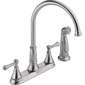 Cassidy 2-Handle Standard Kitchen Faucet with Side Sprayer in Arctic Stainless
