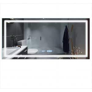 Hans 63 in. W x 31 in. H Large Rectangular Frameless Anti-Fog Wall Mounted Bathroom Vanity Mirror in Silver