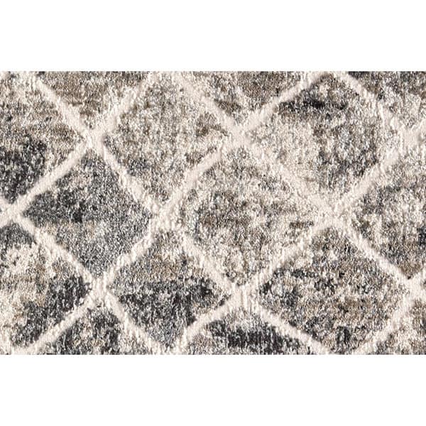 Gray and Ivory Abstract 9 ft. Round Area Rug