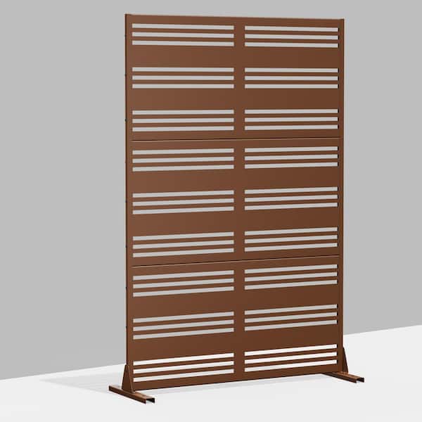 Dovelina 72 in. Harold Metal Outdoor Garden Fence Privacy Screen Garden Screen Panels in Brown