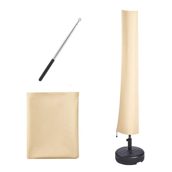 SVOPES Patio Umbrella Cover, 9 ft. to 12 ft. Windproof, UV Resistant 420D Oxford Cloth, PU Coating 2000, Beige with Storage Bag
