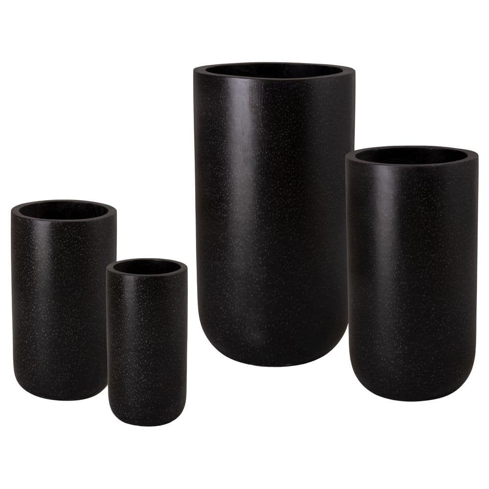 19.5 in., 23.5 in., 29.5 in., 35 in. H Terrazzo Black Terrazzo Round Planters with Drainage Hole (Set of 4) price history on PriceWatchPro