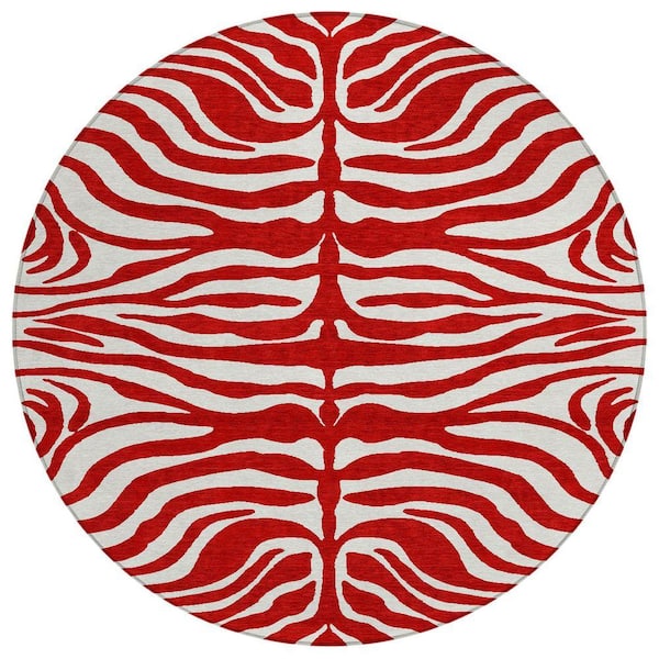 Chantille Machine Washable Indoor/Outdoor Abstract ACN1042 Red 8 ft. x 8 ft. Area Rug