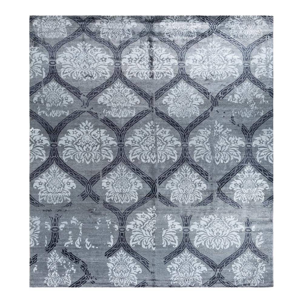 Modern-Contemporary Gray 9 X 12 Hand-Knotted Silk Indoor Area Rug price history on PriceWatchPro