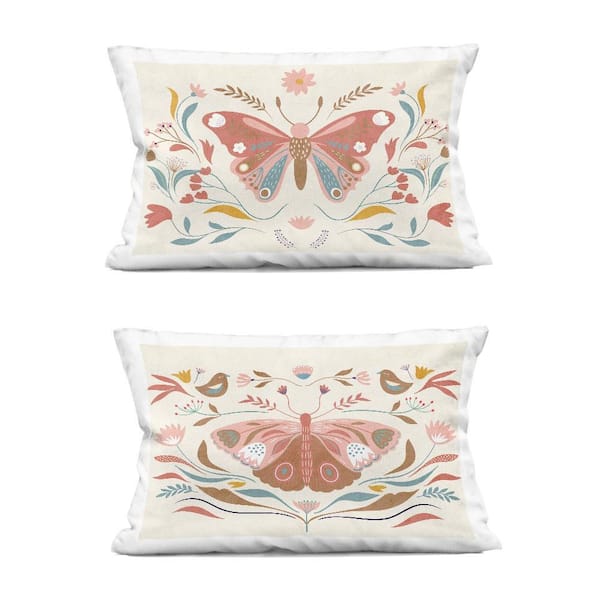 Stupell Industries Folk Butterflies Florals Pink Floral
