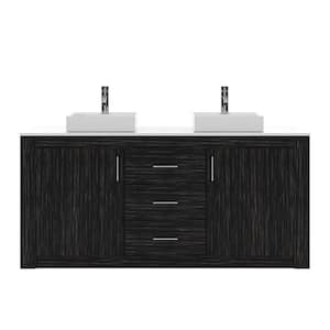 Tavian 72 in. W x 22 in. D x 33 in. H Double Sink Bath Vanity in Midnight Oak with Stone Top and Mirror