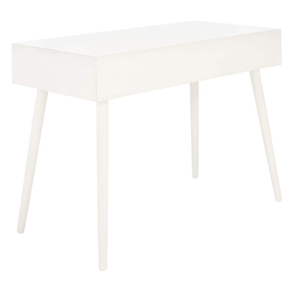 Distressed White Mid-Century Writing Desk with Drawer