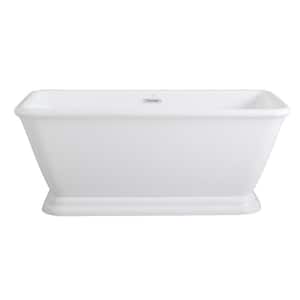 Aria 60 in. Acrylic Pedestal Flatbottom Freestanding Bathtub in White