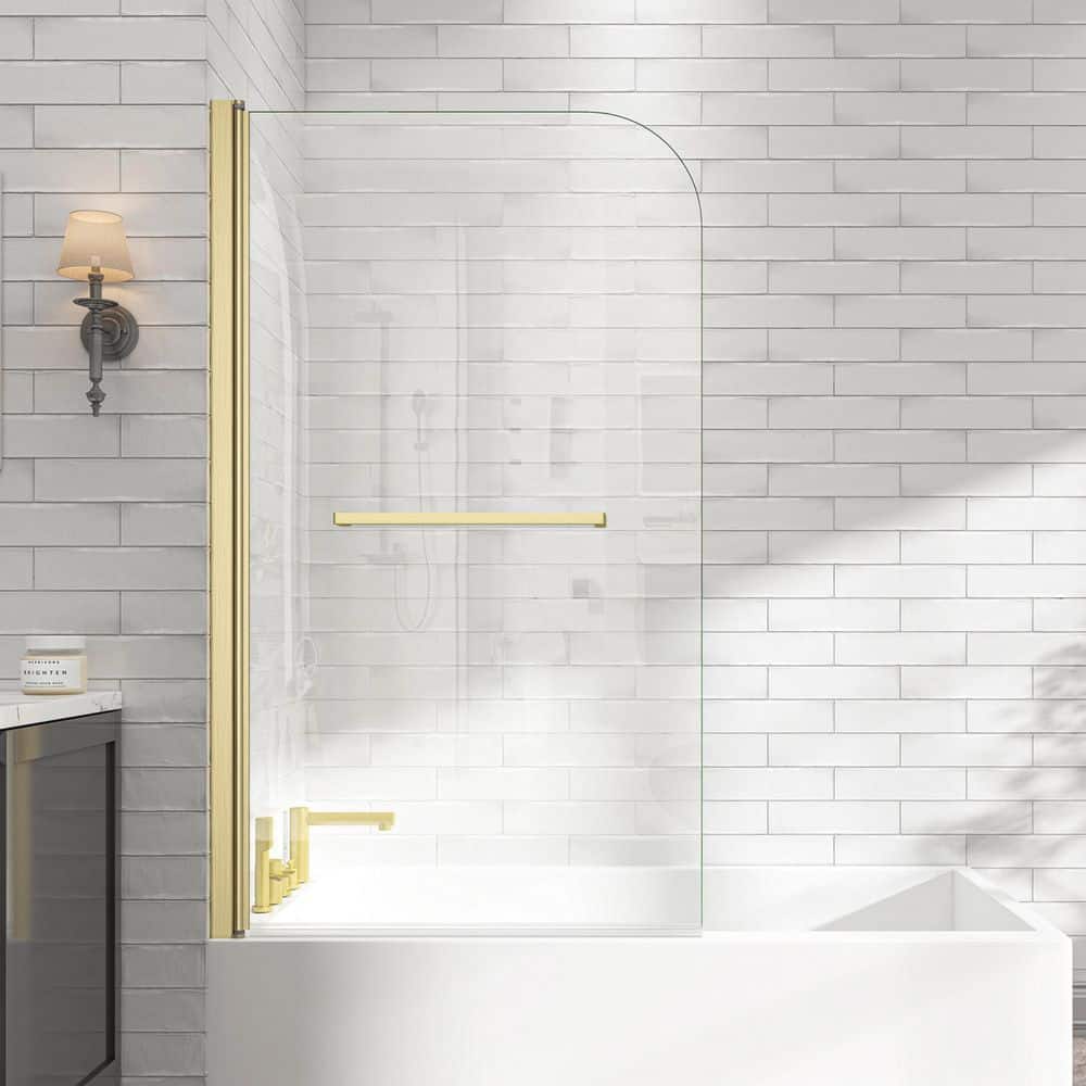 32 in. W x 55 in. H Frameless Pivot Tub Door in Brushed Gold with Clear Glass price history on PriceWatchPro