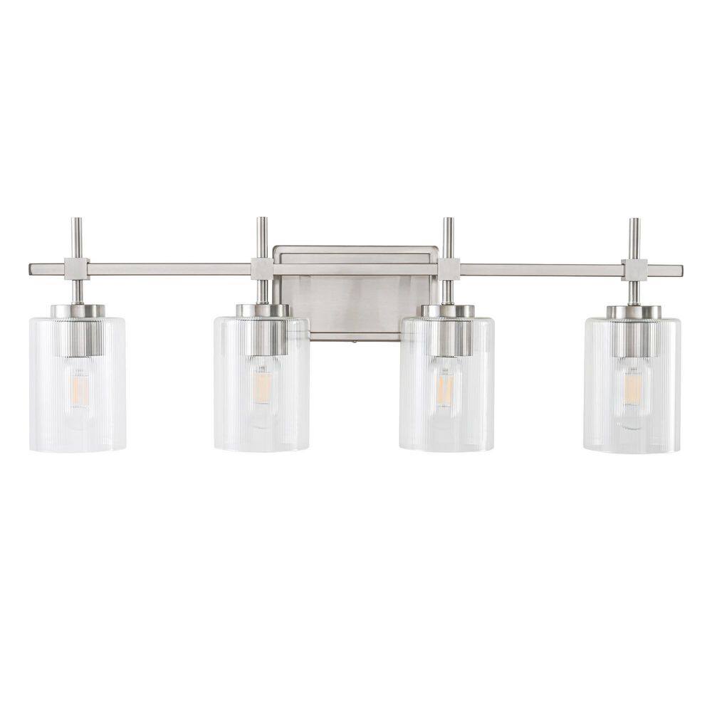 29.3 in. 4 Light Brushed Nickel Plating Vanity Light with Clear Ribbed Galss Shade price history on PriceWatchPro