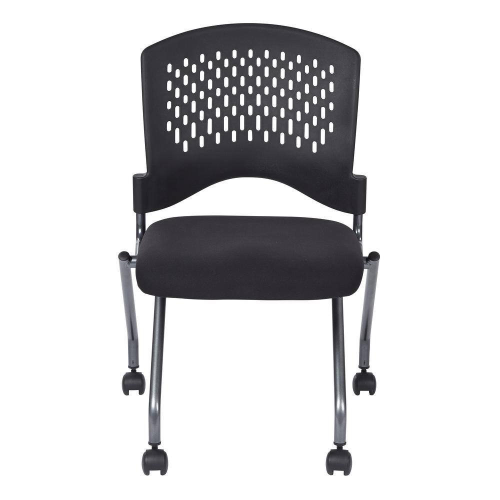 Deluxe Armless Black Mesh Folding Chair with Titanium Finish - 2 Pack