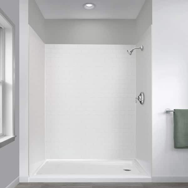 CRAFT + MAIN JETCOAT 32 in. x 60 in. x 78 in. Shower Kit in White Subway with Right Drain 30 in. Base in White (5-Piece)