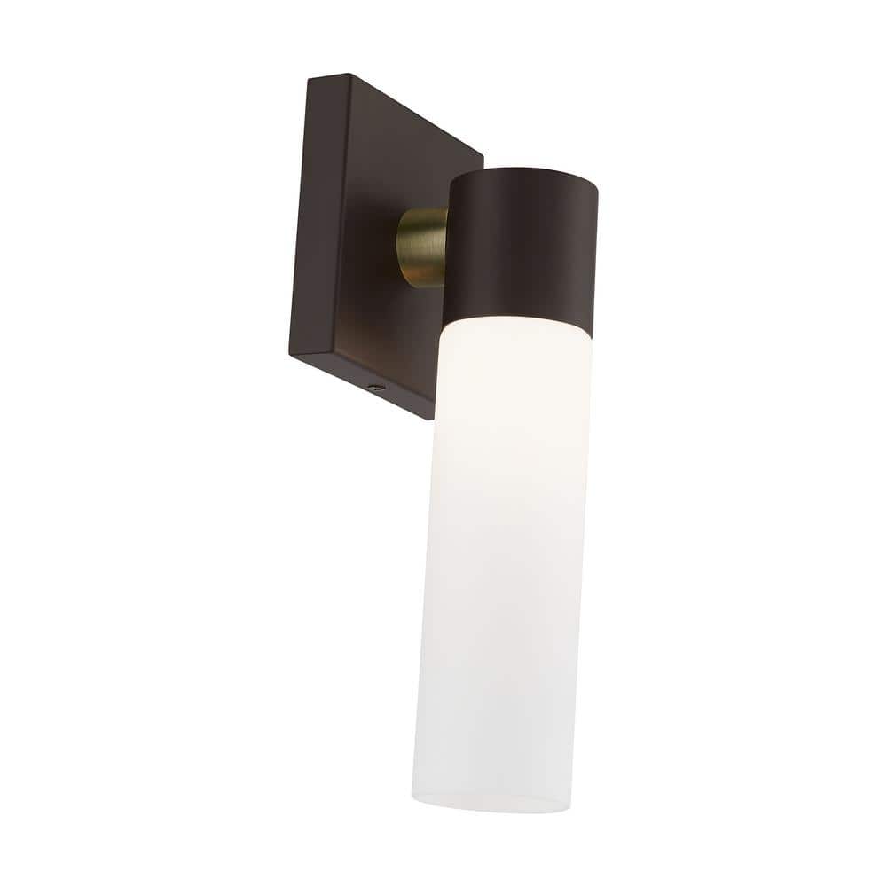 Aero Cylinder Sconce in Antique Brass and Bronze Finish