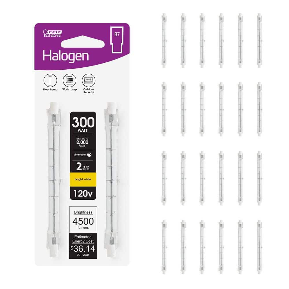 Feit Electric 300-Watt Bright White T3 R7 Base Dimmable Halogen
