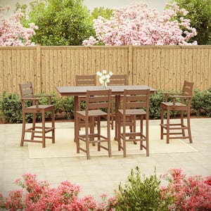 Grant Park Teak 7-Piece HDPE Plastic Farmhouse Bar Set