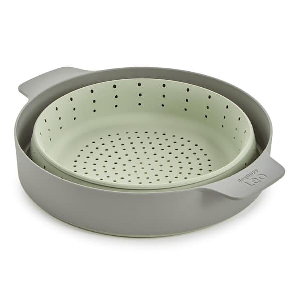 Balance Nonstick Silicone Steamer Basket & Strainer 10 in., Sage