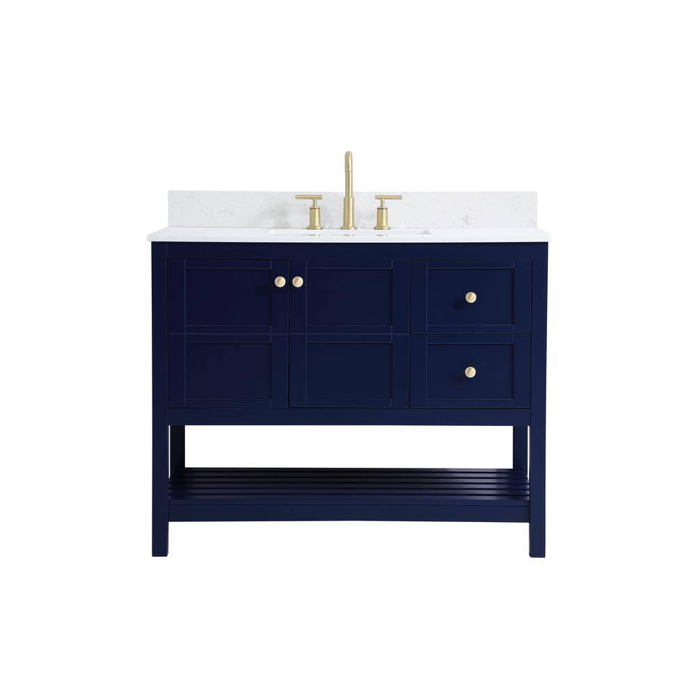 Simply Living 42 in. W x 22 in. D x 34 in. H Bath Vanity in Blue with Calac