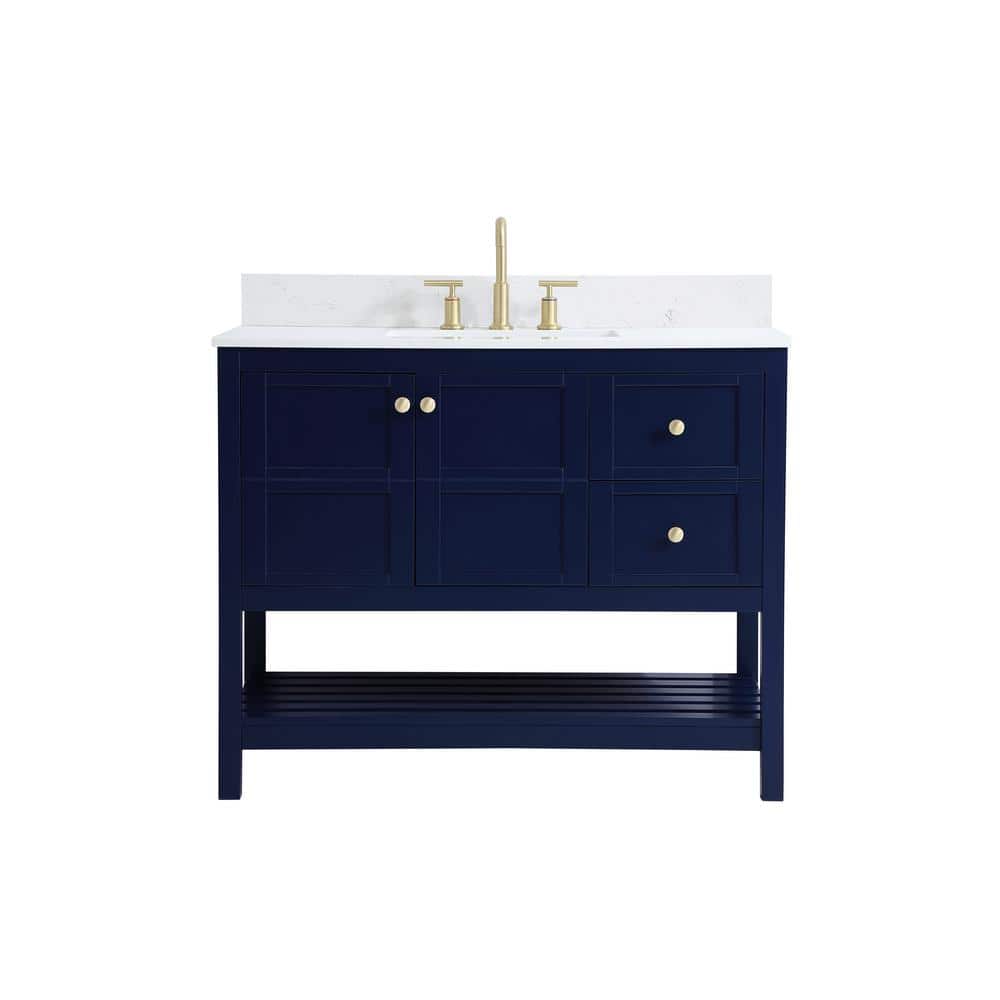 Timeless 42 in. W Single Bath Vanity in Blue with Engineered Stone Vanity T