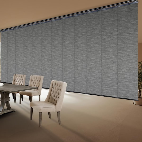 EMOH Heather 140 in. - 260 in. W x 116 in. L Adjustable 12-Panel Black Double Rail Panel Track with 23.5 in. Slates