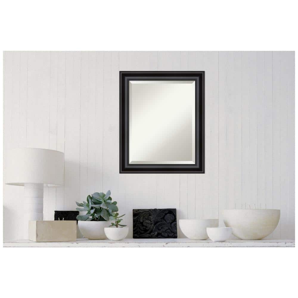 Black Beveled Rectangular Wall Mirror with Polystyrene Frame