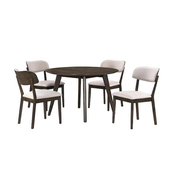 New Classic Furniture Rex 5-Piece Walnut Round Wood Dining Set