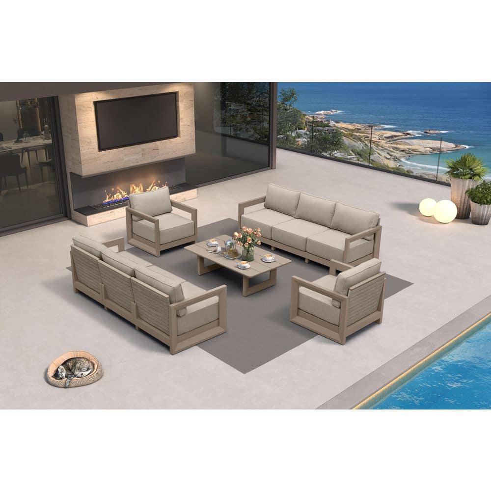 9 Pieces Patio Conversation Sets All Weather Outdoor Couch Sectional Set with Cushion Conversation Set Khaki price history on PriceWatchPro