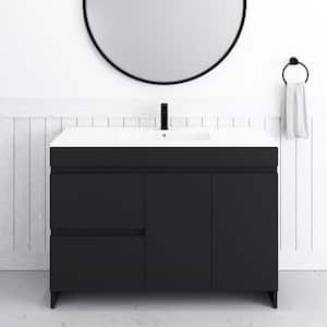 Mace 48 in. W x 18 in. D x 34 in. H Bath Vanity in Black with White Ceramic Top and Left-Side Drawers