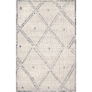 Blaine Dotted Trellis Ivory 6 ft. x 6 ft. Square Area Rug