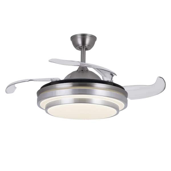 42 in. Indoor Silver & Gray Downrod Mount Modern 6-Speed Reversible Ceiling Fan with Integrated LED and Remote Included