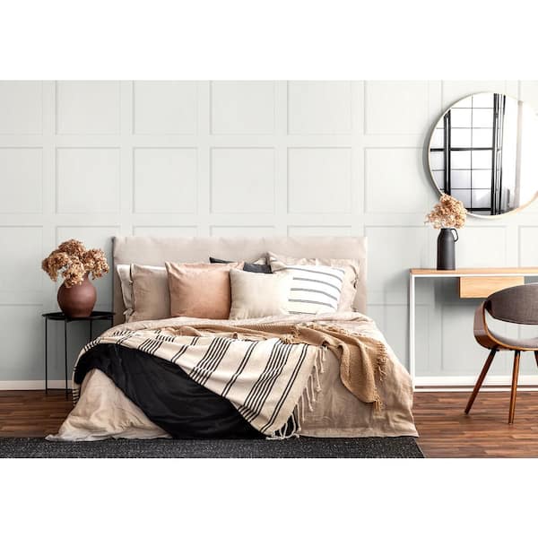 30.75 sq. ft. Dove White Squared Away Vinyl Peel and Stick Wallpaper Roll