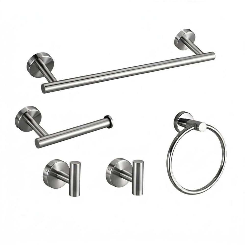 5 Piece Bathroom Hardware Set with Towel Bar, Towel Rack, Towel Hooks in Silver Finish for Modern Bathrooms price history on PriceWatchPro