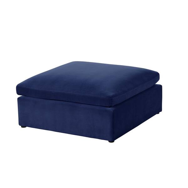 Best Master Furniture Remington Blue Velvet Square Modular Ottoman