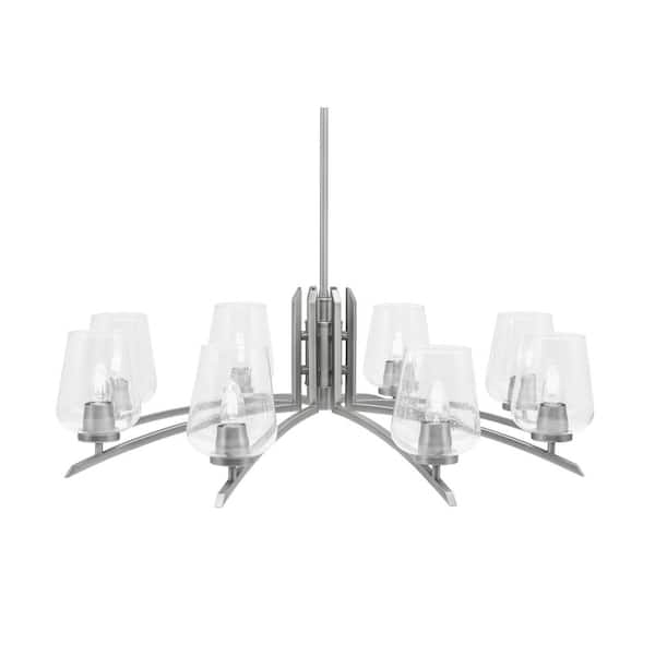 Unbranded Siena 8-Light Graphite Chandelier, Round Chandelier with Clear Bubble Glass Shades, No bulb Included