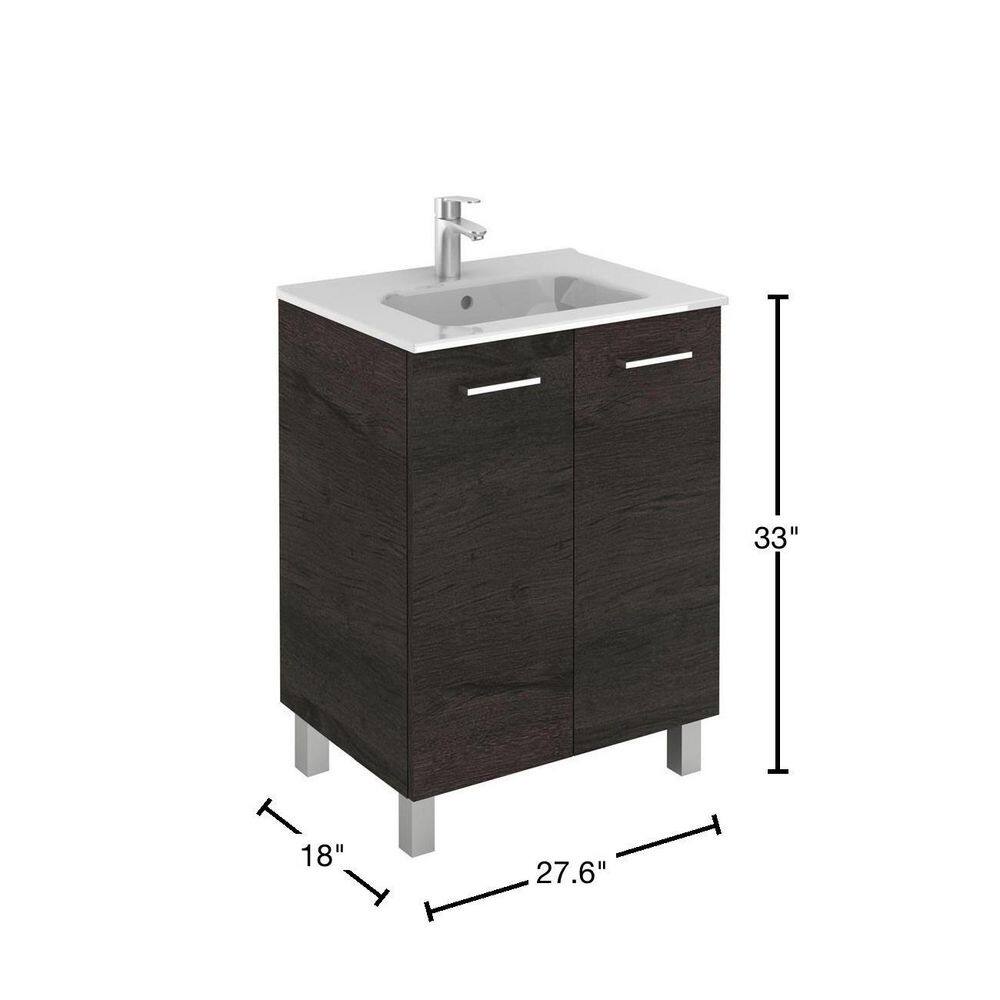 Wenge Logic 27.6'' Freestanding Single Bathroom Vanity with Ceramic Top