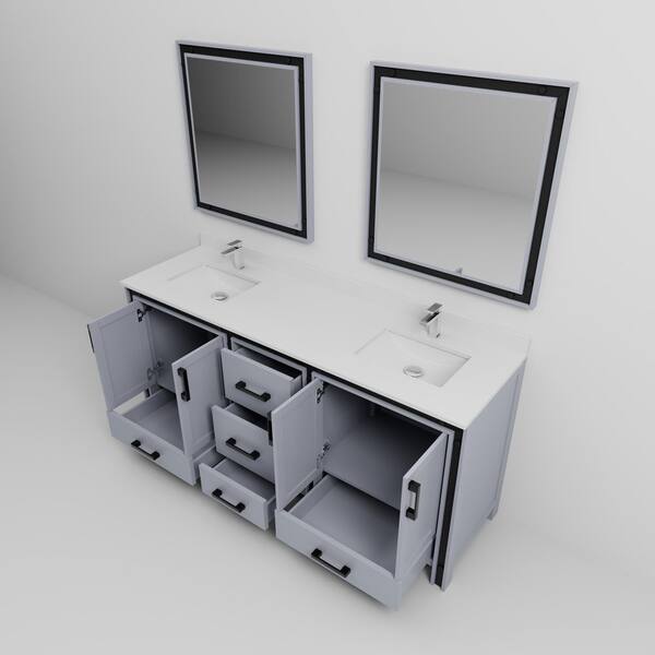 Lexora Ziva 72 in W x 22 in D Dark Grey Double Bath Vanity