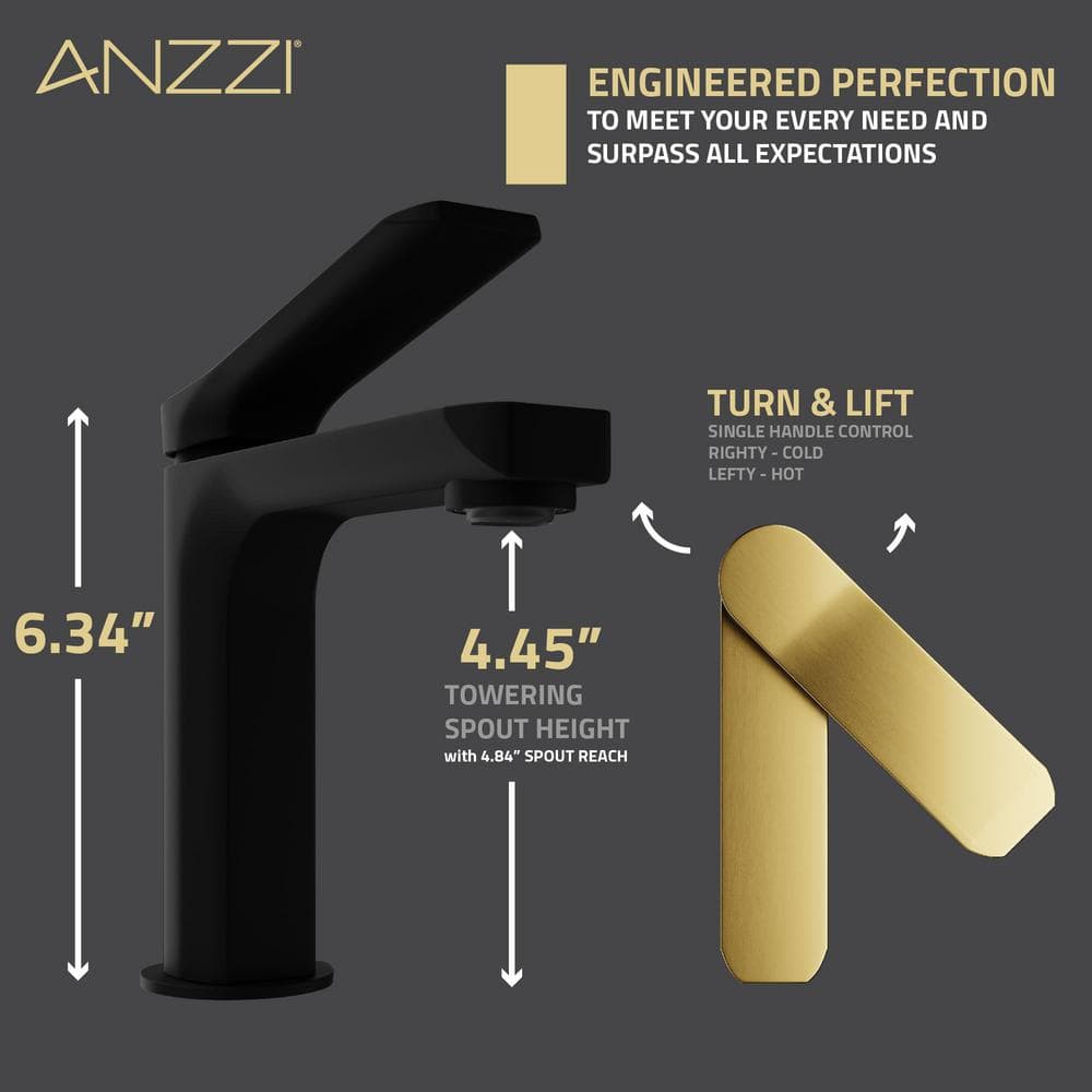 Matte Black and Brushed Gold Single Handle Bathroom Faucet