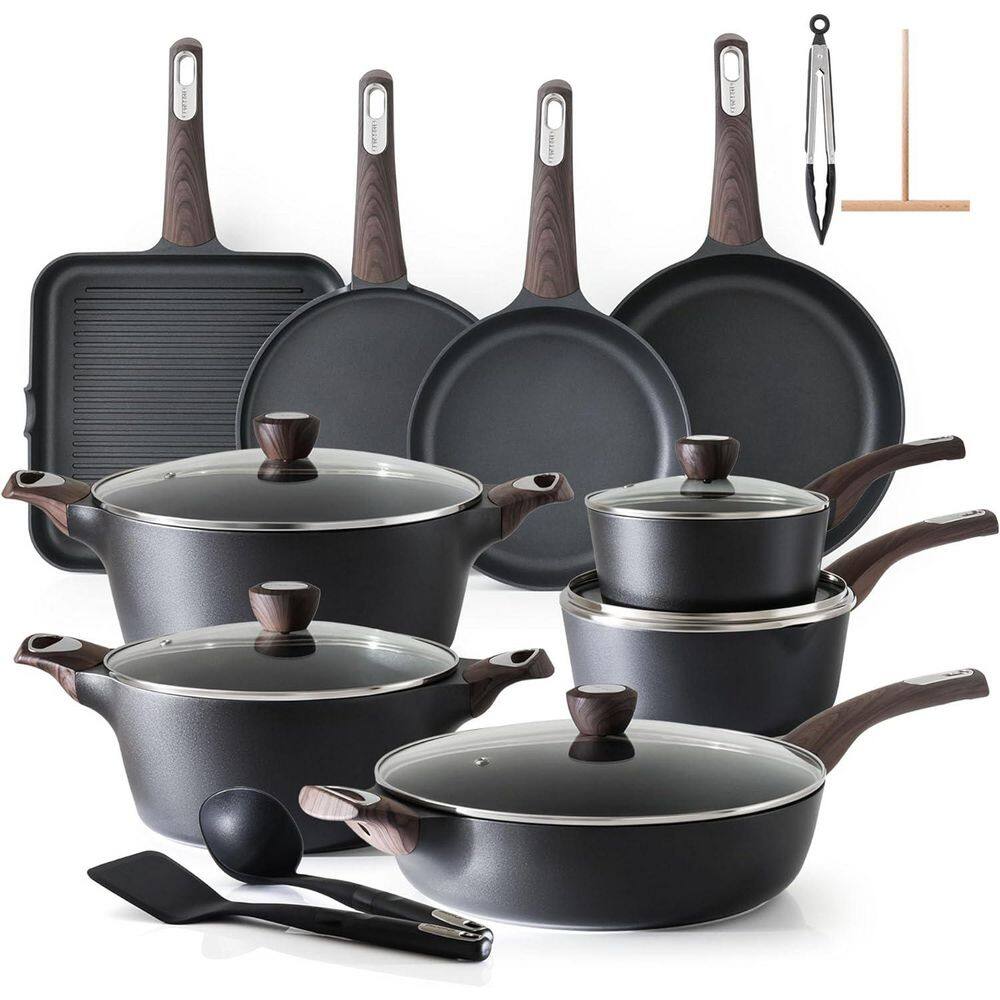 26-Piece Black Nonstick Induction Cookware Set, Healthy Non Toxic Pots and Pans with Bakelite Handles and Glass Lids price history on PriceWatchPro