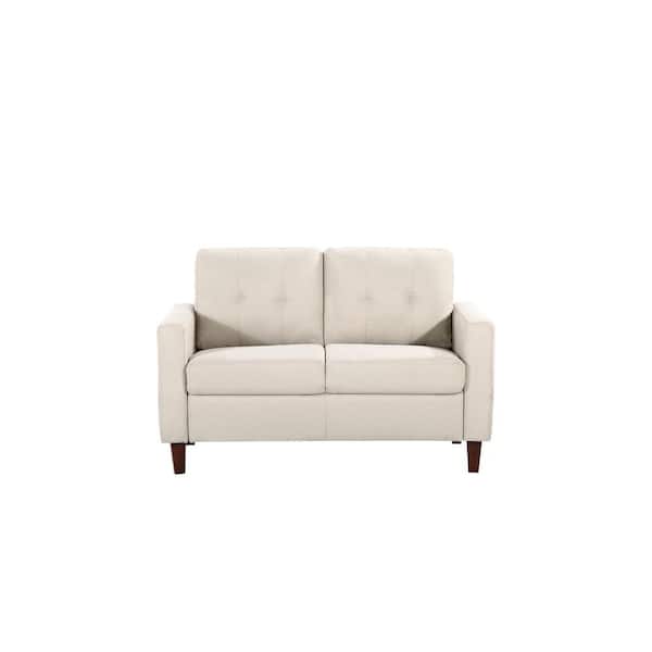 Rossetti 55 in. Beige Mid-Century Tufted Linen 2-Seat Loveseat