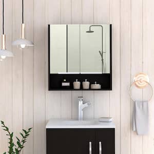 23.6 in. W x 24.6 in. H Black Rectangular Wall Medicine Cabinet with Mirror
