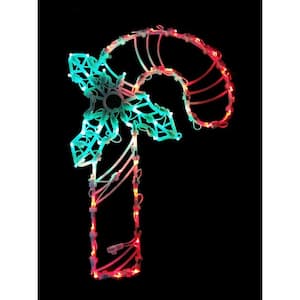 18 in. LED Lighted Candy Cane Christmas Window Silhouette Decoration
