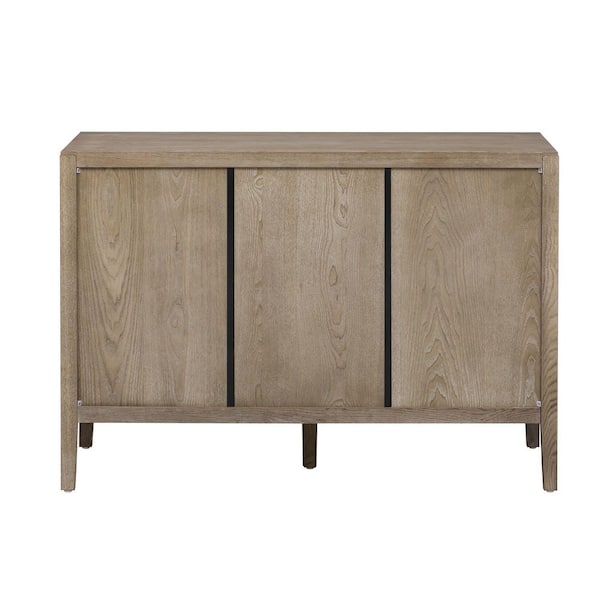 Light Brown 33.50 in. Wooden Storage Cabinet with 2 Metal handles and 2 Doors for Hallway, Entryway, Living Room
