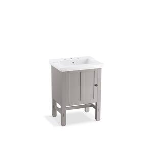 Tresham 24 in. W x 19 in. D x 33 in. H Single Sink Freestanding Bath Vanity in Mohair Grey with White Top