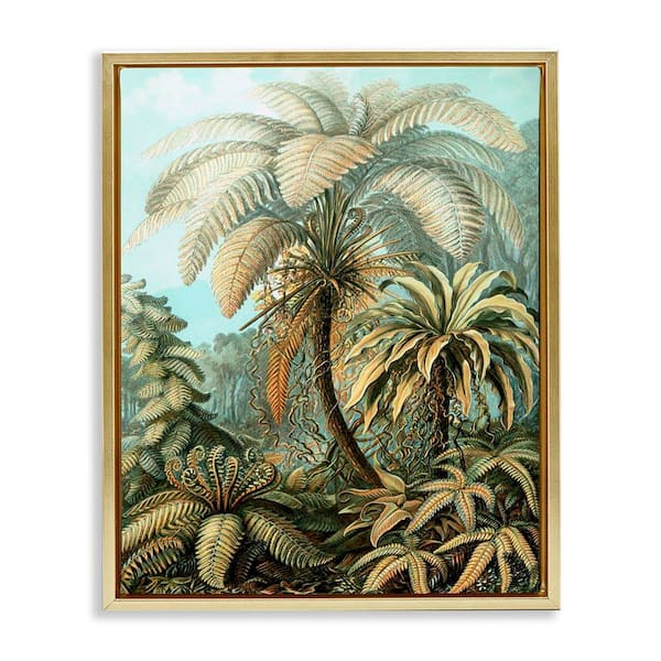 Stupell Industries Detailed Palm Tree Leaves by Graffi tee Studios Gold Floater Frame Nature Graphic Art Print 21 in. x 17 in.