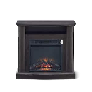 31.5 in. Dark Brown MDF Console Table with Electric Fireplace for TVs up to 48 in.