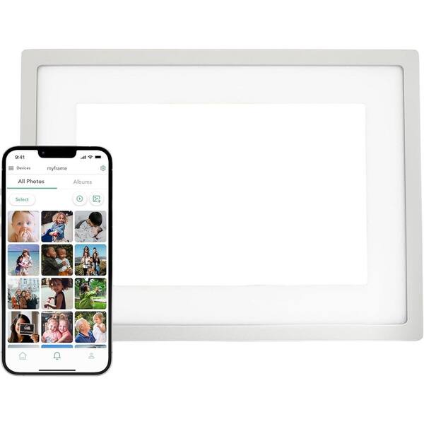 10 in. WiFi Digital Picture Frame with Touch Screen Customizable Gift for Friends and Family in Silver