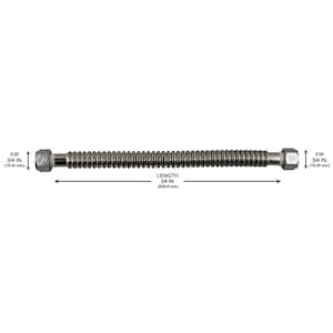 3/4 in. FIP x 3/4 in. FIP x 24 in. Stainless Steel Corrugated Water Connector