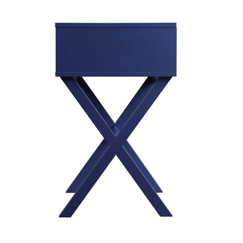 Cobalt Blue Pine and MDF Rectangular End Table with Storage