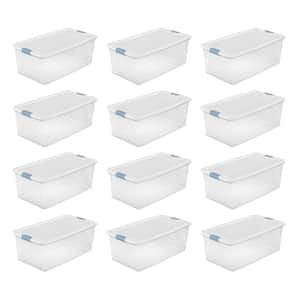 106 qt. Clear Stackable Latching Storage Box Container, (12-Pack)